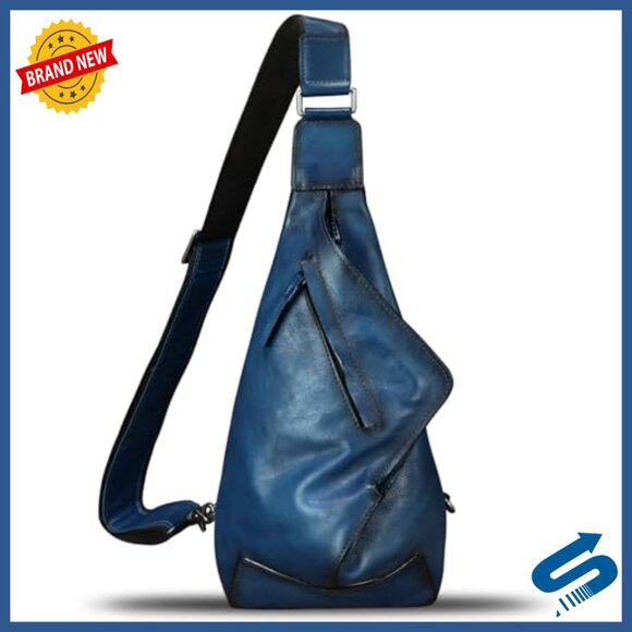 Genuine Leather Sling Backpack Crossbody Bag Unisex 17.5x11x35cm main image 7